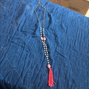 Elegant Pink Tassel Necklace